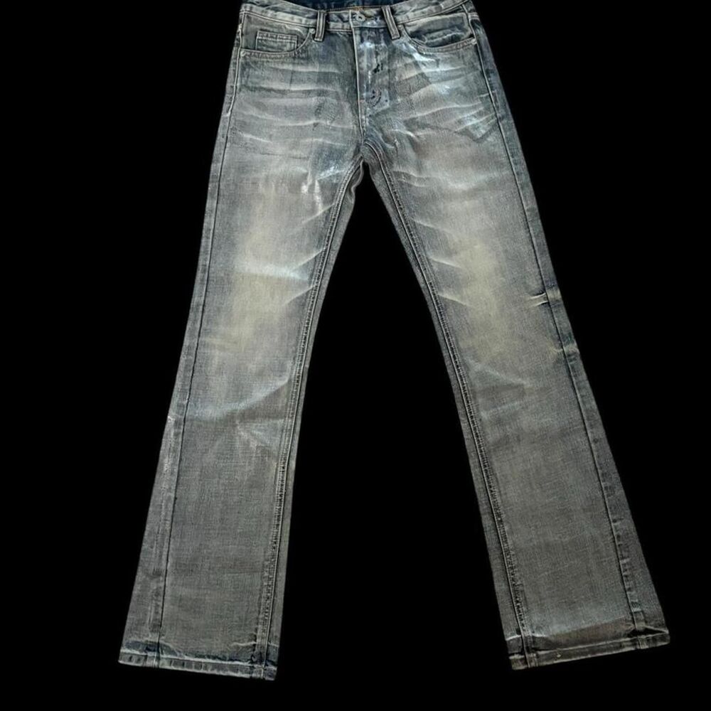 waxed denim jeans